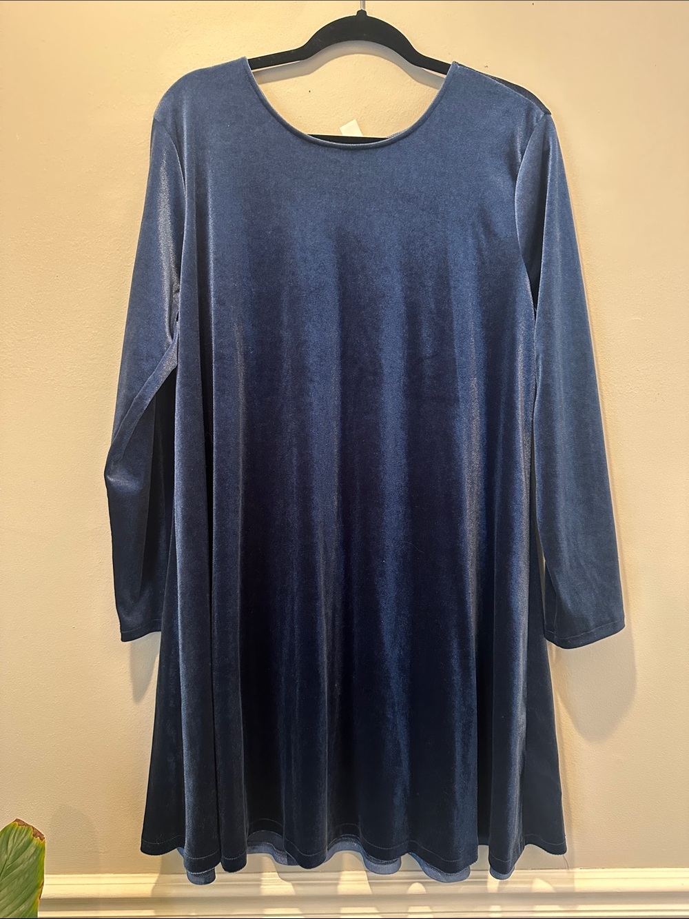 Old Navy Blue Velvet Long Sleeve Swing Dress